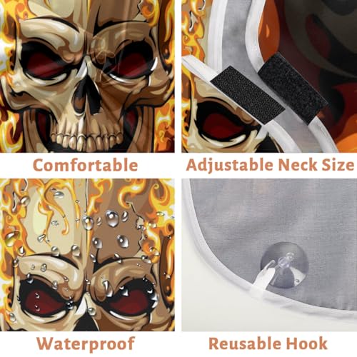 Fire Sugar Skull Beard Bib Apron,Beard Hair Catcher,Non-Stick Beard Shave Cape,Shaving Trimming Non-Stick Waterproof Grooming Gifts for Dad Men Him Boyfriend