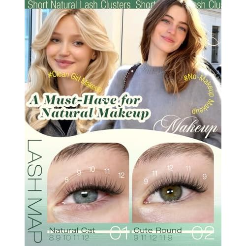 Short Lash Clusters 8-12MM Natural Eyelash Clusters Invisible Band Cluster Eyelash Extensions Wispy Cluster Lashes C Curly Individual Lashes 150PCS DIY Lash Extension by Lvmixwig