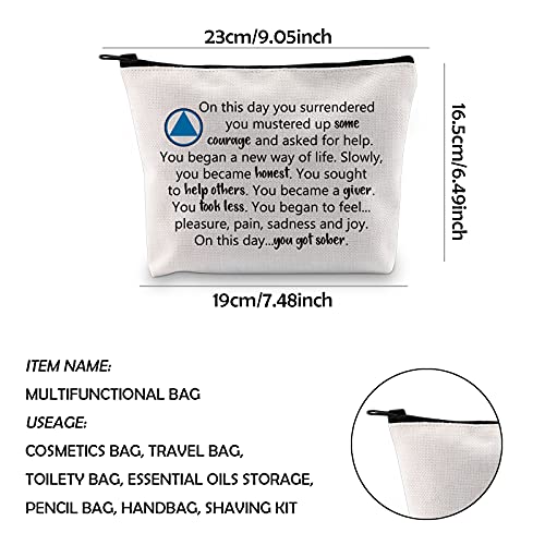 WCGXKO AA Gift NA Gift Addiction Recovery Sobriety Anniversary Zipper Pouch Makeup Bag for Step Sisters Sober Woman (got sober AA)