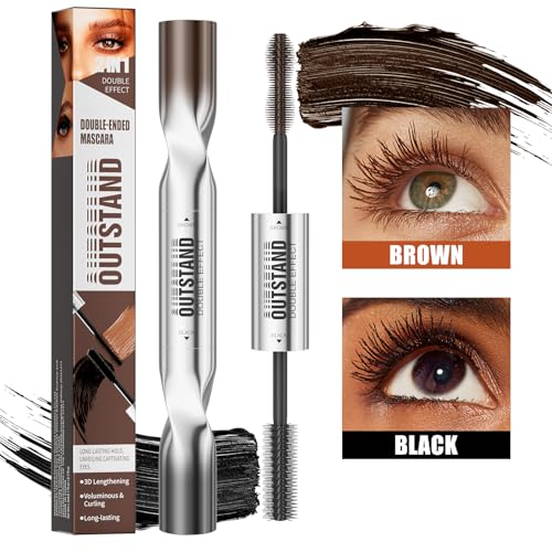 Women's Tubing Mascara, 2-in-1 Black & Brown Double-Ended, Volumizing and Lengthening, Waterproof, No Smudge, Hypoallergenic & Easy Removal