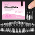 Beetles Gel Nail Tips Flat-X - Almond Coffin Medium, 320pcs 16 Sizes, Pre-Etched Half Matte Full Cover Soft Acrylic False Nail Tips Easy DIY Press on Nail Extension Salon for Flat & Natural Nail Beds