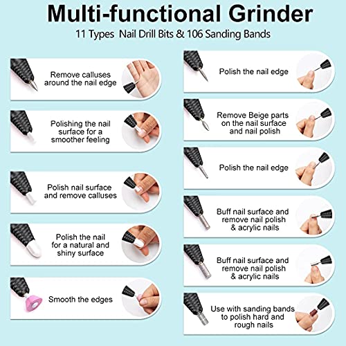 Professional Nail Drill, 20000rpm Electric Nail Drill Machine, 48 Bottles Universal Clear Gel Nail Polish Organizer Case Holder