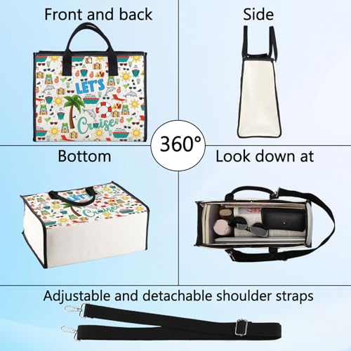 LEVLO Cruise Vacation Cosmetic Make Up Bag Summer Beach Vacation Gift Let's Cruise Makeup Zipper Pouch Bag For Friend Family (Let's Cruise LT)