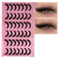 Short Fluffy Lashes Cat Eye 21 Pairs Natural False Strips Lashes Pack Wispy 3D Faux Mink Eyelashes