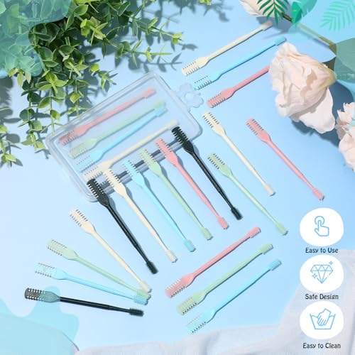 24 Pcs 2-in-1 Nasal Hair Cutter Double Sided Nose Hair Trimmer Bulk for Women Men Portable 360¡Æ Rotating Manual Nose Nasal Knife Soft Cleaning Brush Box Package Multicolor