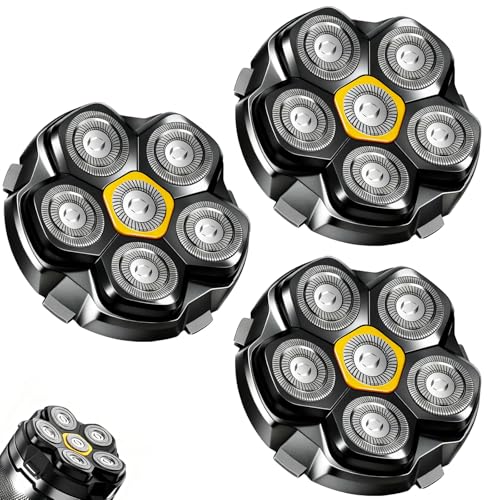 Magnetic 6 Blades Head Shaver Replacement Heads for Many 6D Magnetic Electric Razor,Magnetic 6D Blade Head Compatible with Head Shavers for Bald Men. (3PCS)