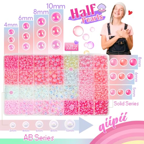 2 Big Boxes Pink Resin Pearls and Rhinestones w B7000 Glue for Bedazzling Crafting Flatback Stones Gems Diamonds Half Pearls Bedazzler Kit for Nails Eyes Face Makeup Tumblers Bottles Crafts