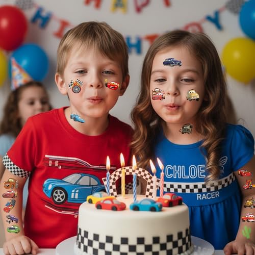 Racing Car Temporary Tattoos For Kids - Race Car Party Favors Birthday Decorations Supplies Gift Idea For Kids Teens Craft School Prizes - 58 Patterns