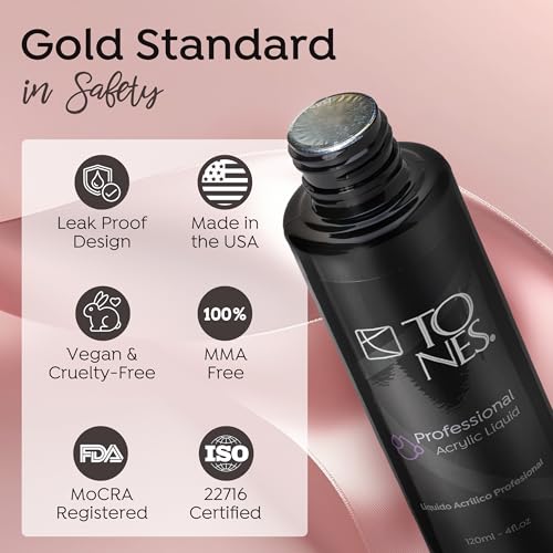 TONES Monomer Acrylic Nail Liquid - Professional-Grade Nail Monomer Liquid for Acrylic Nail Powder - MMA-Free Acrylic Monomer Liquid - (16 Fl Oz, Watermelon)