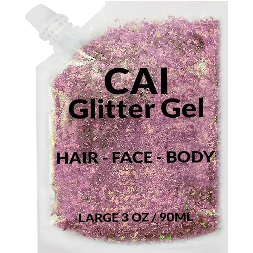 Face, Body & Hair Glitter Gel ? Halloween Glitter for Kids and Women ? 3 Oz Cosmetic-Grade Gel w/Moon & Stars for Festivals & Halloween Party, Easy Apply & Wash Off - Rose 1Pack