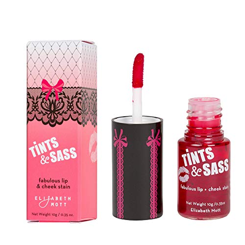 Elizabeth Mott Tints & Sass Lip and Cheek Stain ? Long-Lasting Rosy Pink Tint for Lips & Cheeks, Natural Buildable Color, Smudge-Proof, Lightweight, Cruelty-Free Makeup for All Skin Tones (10g/0.35oz)