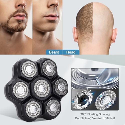 7 Blades Head Shaver Replacement Heads - Magnetic Shaver Replacement Heads - Universal Replacement Heads 2pcs