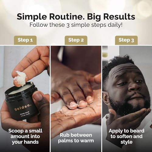 Golden Grooming Beard Balm | Unique Masculine Scent | Shea Butter for Beard Growth | Tames, Moisturizes & Styles ? Fresh Scent, 4oz