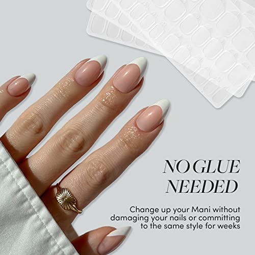 Glamnetic Press-On Nails & Adhesive Nail Tabs - Goal Digger | Glossy, Semi-Transparent, Short Round Nails with Gold Foil, Reusable | 12 Sizes - 30 Nail Kit