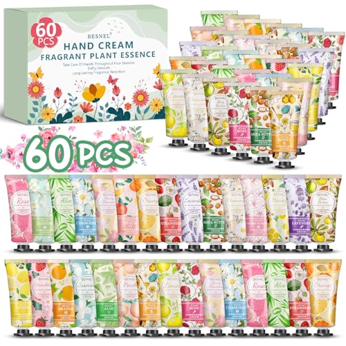 60 Pack Hand Cream Gift Set For Women, Mini Hand Lotion Travel Size in Bulk for Dry Cracked Hands, Mothers Day Gifts,Teacher Appreciation Gifts,Thanksgiving Gift, Bridesmaid Gift,Party Favors