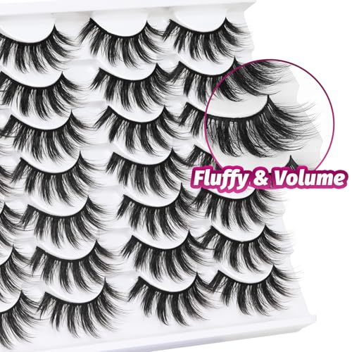 Veleasha Lashes 3D Faux Mink Lashes Fluffy False Eyelashes Natural Look 14 Pairs Lashes Pack Luxury Wispy Fake Eyelashes (3D07)