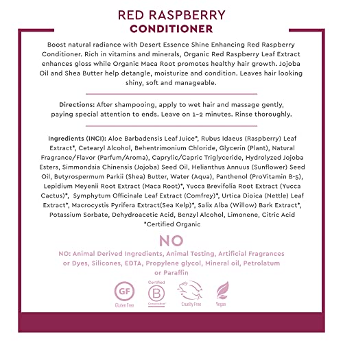 Desert Essence Red Raspberry Conditioner - 8 Fl Ounce - Shine Enhancing - Vitamin A & C - Smooth & Silky - Strengthing - Shea Butter - Calcium & Magnesium - Vitamin B5