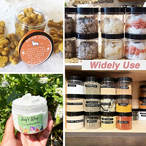 2 oz Plastic Containers with Lids 100pcs Plastic Jars with Lids + 3/5/10 Gram 24pcs Sample Containers Travel Jar? Great for Lip Scrub, Body Butters, Cream, Lotion, Labels & Spatulas (124 Pack)
