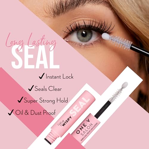One V Salon Miss Wispy Lash Bond & Seal, 2-in-1 Super-Strong Bond & Seal Lash Glue Tube (0.13 Fl Oz + 0.13 Fl Oz) Waterproof & Non-Clumpy, Longer Retention of False Cluster Extensions, Hypoallergenic