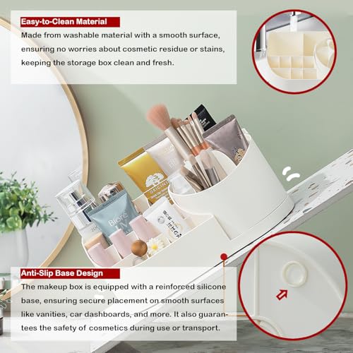 Makeup Organizer Countertop with Rotating Brush Holder for Vanity, Bathroom, Dresser Cosmetic Makeup Storage Organizer Multifunctional¡¦