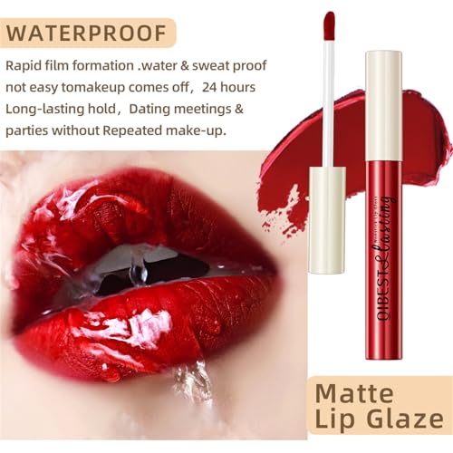 12Pcs Nude Matte Liquid Lipstick Set, Waterproof Long Lasting Non-Stick Cup Nude Brown Dark Red Purple Lipstick 24 Hour Matte Lipstick Professional Lip Makeup Valentine's Day Gift for Women (Set A)