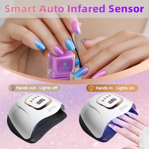 UV LED Nail Lamp with 81 Beads, 380W Nail Curing Lamps for Gel Polish with Automatic Sensor/4 Timer Setting,Led Nail Dryer, Professional Nail Art Drying Tools for Fingernail and Toenail