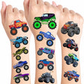 96PCS Monster Truck Pre-Cut Temporary Tattoos for Kids - Super Cute Birthday Party Supplies, Favors, and Decorations - Fake Tattoos Stickers for Boys, School Rewards, and Gifts (Normal)