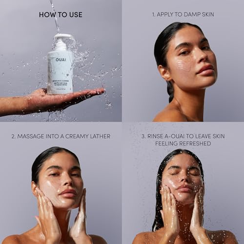 OUAI Detox Facial Cleanser - Deep Cleansing Face Wash with Glycolic Acid, Niacinamide & PHA - Removes Sweat, Dirt & Oil Without Drying - Gentle Face Cleanser for Post-Workout (7.8 Fl Oz) (Pack of 2)