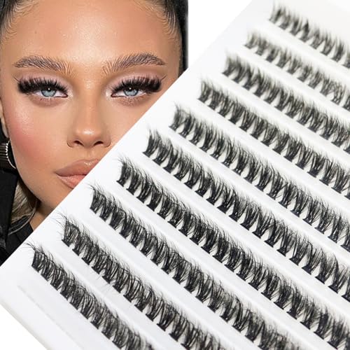 DAODER Short Lash Extension Kit 50D Natural Lash Clusters Wispy Fluff Eyelash Extensions D Curl Individual Lashes 9-13MM Thick Eyelashes Clusters Bond and Seal(Thick Short Eyelash Extension Kit 50P)