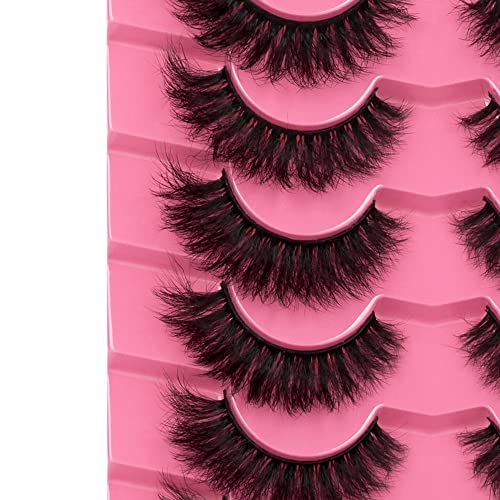 False Eyelashes Thick 8D Volume Wispy Faux Mink Lashes Cat-Eye 16 mm Dramatic Mink Lashes 7 Pairs Pack Eyelashes Multipack by FANXITON