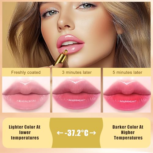 Color Changing Lipstick, PH Lipstick Color Changing, PH Adjusting Lip stick, Clear Lip stick That Changes Color, Long Lasting Moisturizing Tinted Lip Balm, Non-Sticky Formula, Bridesmaid Gifts (1pcs)