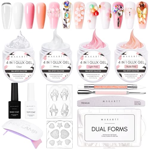 Makartt Acrylic Nail Stand Nail Practice Stand Magnetic Nail Tips Practice Bundle with Makartt Solid Builder Nail Gel Kit for Nail Extension,All in One Hard Gel