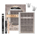 JMS&JMS Lash Clusters Kit D Curl Lash Lift Kit Wispy Natural Lash Clusters with Lash Bond and Seal Eyelash Applictor Lash Remover Lash Extension Kit for Beginner (8-18mix)