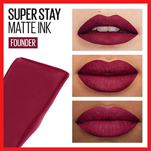 MAYBELLINE Super Stay Matte Ink Liquid Lipstick Bundle with Long Lasting High Impact Color, Up to 16H Wear, 1 Count Each in Shades Founder and Exhilarator
