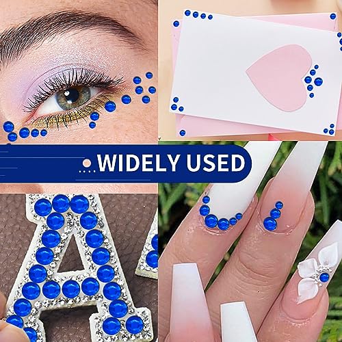 3090 Pcs Self-Adhesive Dark Blue Rhinestone Gem Stickers Hair Jewels Face Jewels Stick On Tooth Gems Eye Gems Bling Rhinestone Sticker Sheet For DIY Scrapbook Crafts Nail Body Makeup Festival 4 Size