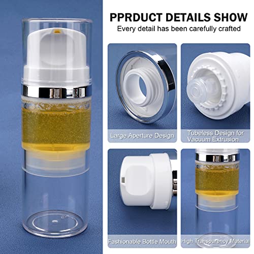 Cosywell Airless Pump Bottles 3.4oz/100ml 6 Pack Dispenser Empty Moisturizer Jars Cosmetic Container Travel Bottles for Shampoo Lotion Cream (Clear)