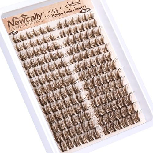 Brown Cluster Lashes Wispy Eyelash Clusters Spiky Brown Lash Extension Natural Look CD-curly Cluster Eyelash Extension 10-16MM Individual Lashes by Newcally