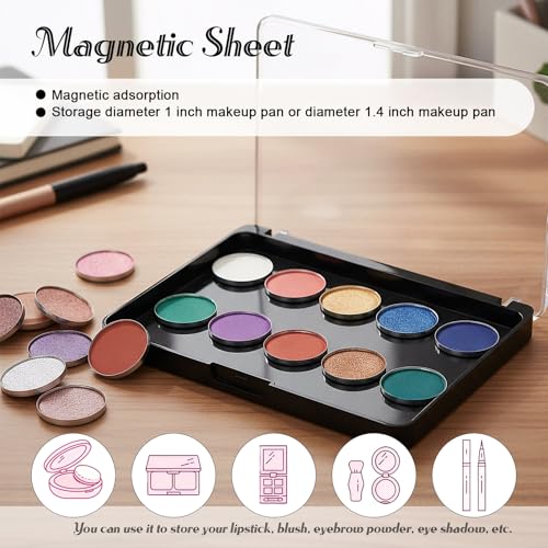 6 Pcs Magnetic Makeup Palette, Empty Cosmetics Storage Box with Clear Top for Eyeshadow, Blush, Powder, Lipstick DIY Organization, 5.51x3.94 Inch