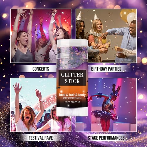Face and Body Glitter Stick, Sparkly Chunky Hair Glitter Makeup, Holographic Sparkling Neon Outfit Singer Concert Music Rave Festival Party Accessories Glitter Gel. (Purple)
