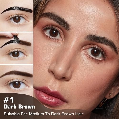Tattoo Eyebrow Gel Easy Peel Off - Eyebrow Tint Peel Off Long-Lasting Waterproof Transfer-Proof Brow Gel For Fuller & Defined Looking Eyebrows (Dark Brown)