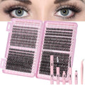 AOMIG Cluster Eyelash Extensions Kit, 640PCS Volume Fluffy Lash Clusters, 8-16mm Individual Lashes Kit with Eyelash Bond and Tweezers, Thick Eye Lash Clusters DIY Cat Eye Lashes Natural Looking