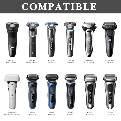 Linkidea Wall Mount Electric Shaver Holder, Self-adhesive Suction Cup Razor Hanger Organizer, Compatible with Philips Shaver 2400, 3000, Series 7, Braun Series 3, 5, 7, 9 (Silver)