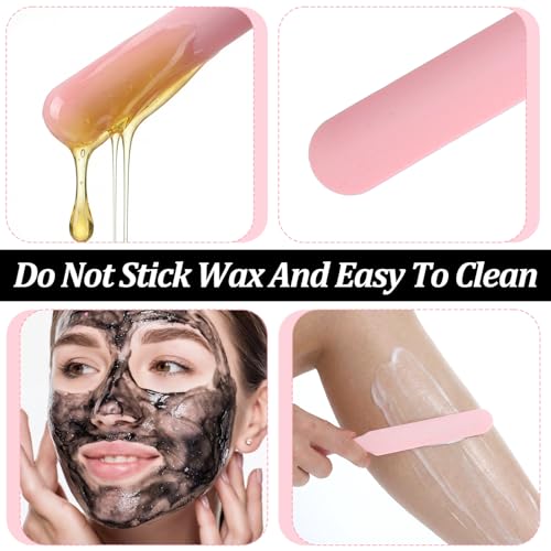6 Pcs Pink Silicone Wax Sticks, 3 Style Non-stick Wax Spatulas Silicone Hair Removal Sticks Reusable Hard Waxs Scraper Waxing Applicator for Home Salon