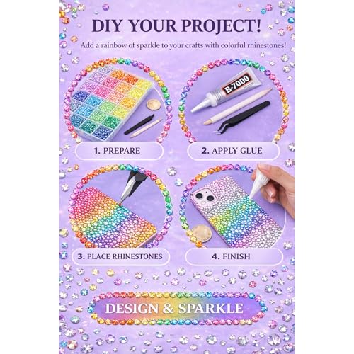 40 Colors Flatback Resin Jelly Rhinestones, 3mm 32000 Pieces with B7000 Glue for Bedazzling, Crafting, Clothing, Shoes, Nail Art, Diamond Art