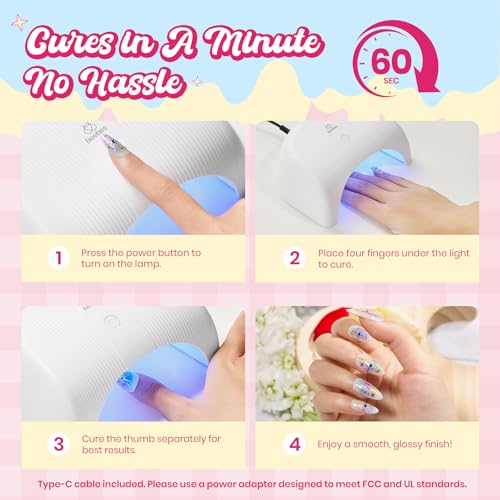 Beetles 81Pcs Gel Nail Polish Kit with U V Light -20 Color Spring Gel Nail Polish Set Pastel Teatime Cat Eye Pink Blue Yellow Nails Kit with Base Top Coat & Manicure Tools Gifts for Teens Girls Women