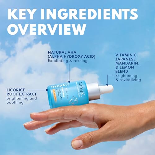 Alma K Brightening Booster - Vitamin C Face Serum with AHA, Hydrating and Brightening Serum for Women, Anti Aging, Improve Appearance of Fine Lines & Wrinkles - 1 oz (Pack of 2)
