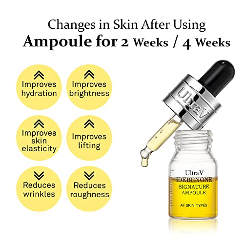 Ultra V Signature Ampoule - Anti Aging Antioxidant Serum ? Peptides, Niacinamide, Hyaluronic Acid ? Anti Wrinkle, Smoothes, Softens Skin - 0.27 fl.oz 4 Packs 12,000ppm