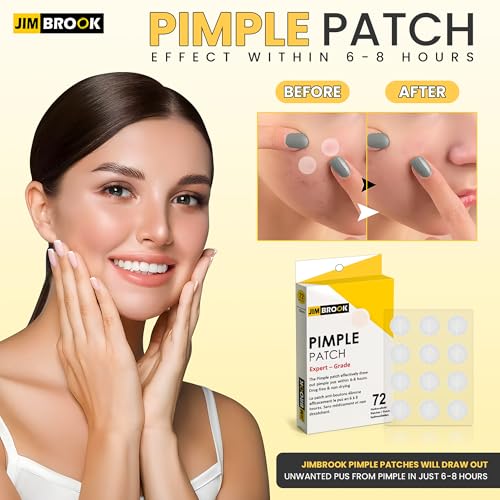 Pimple Patches For Face (72 Patches) Hydrocolloid Pimple Patches ? Round Design Tapered Blemish Patches ? Pimple Stickers | Zit Patches ((72 Count (Pack of 1)