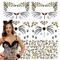 6 Sheets Leopard Print Temporary Tattoos Fake Cheetah Full Face Tattoo Stickers for Women Men Halloween Costume Accessories Leopard Face Body Makeup Decoration Party Supplies, 3 Styles