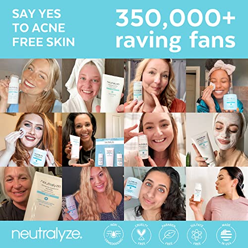 Neutralyze Moderate to Severe Acne Treatment Kit 2.0 - Maximum Strength 3 Step Acne Kit with 2% Salicylic Acid, 2% Mandelic Acid & Nitric Oxide - Includes Face Wash, Clearing Serum & Synergyzer